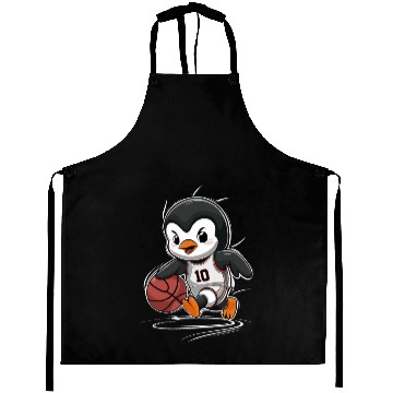 Discover Penguin Basketball Player Number 10 Dribbling Aprons