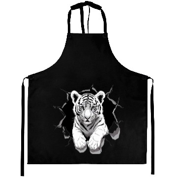 Discover peeking tiger cub Aprons