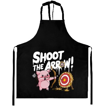Discover A pink piglet aiming a bow an arrow Aprons