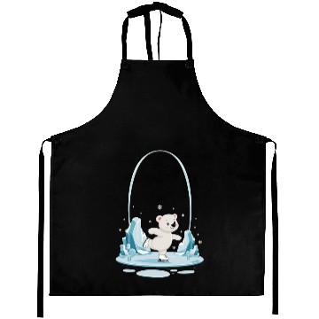 Discover Adorable Ice Skating polar bear with Snowflakes Aprons