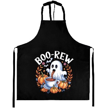 Discover Halloween Boo-Brew Ghost Enjoying Coffee with Aprons