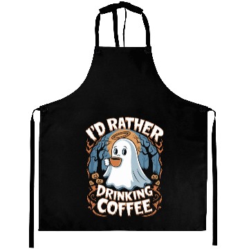 Discover Halloween I'd Rather Drinking Coffee Ghost Aprons