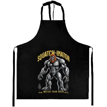 Discover Retro Bigfoot Design, Sasquatch Robot Graphic Aprons