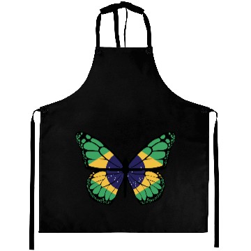Discover Brazilian Flag Patriotic Butterfly Lover Design Aprons