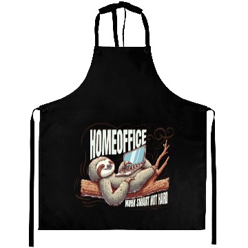 Discover homeoffice work smartnot hard sloth notebook Aprons