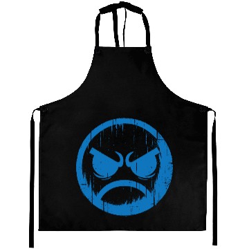 Discover Cool Blue Angry Face Aprons