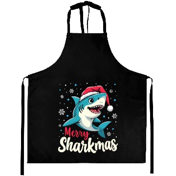 Discover Merry Sharkmas Santa Shark Aprons