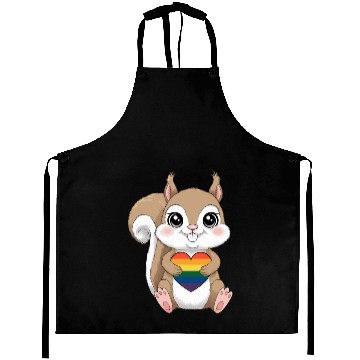 Discover Cute Squirrel Holding Rainbow Heart LGTBQ Love Aprons