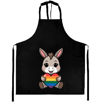 Discover LGTBQ Cute Donkey with Rainbow Heart Aprons