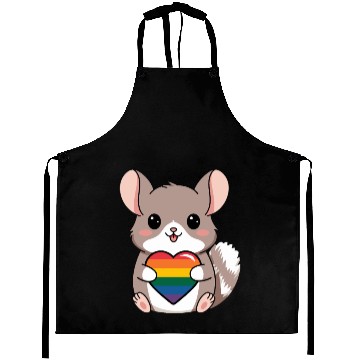Discover LGTBQ Chinchilla Holding Rainbow Heart Cute Pride Aprons