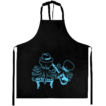 Discover Two Octopus Kraken Squid Guitar Keyboard Band Team Aprons