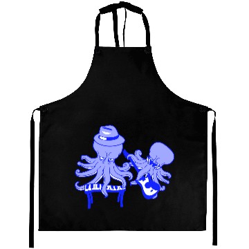 Discover Two Octopus Kraken Squid Guitar Keyboard Band Team Aprons