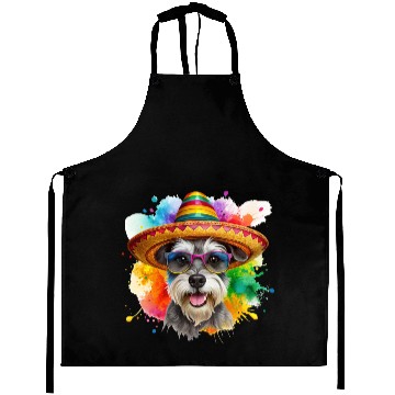Discover Schnauzer head, dog with glasses Aprons