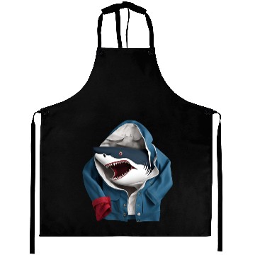 Discover A cool enormous stylish predatory shark design Aprons