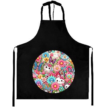 Discover Garden Harmony scene with butterflies flitting Aprons