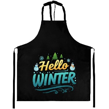 Discover Hello Winter typography vector illustration Aprons