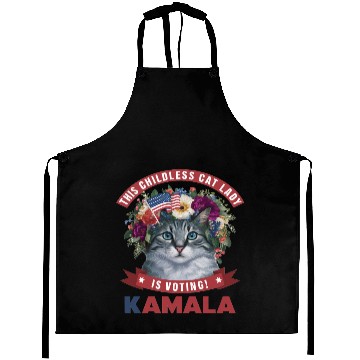 Discover Childless Cat Lady is voting kamala Aprons