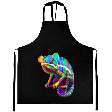 Discover Colorful Chameleon with Sunglasses Aprons