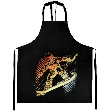 Discover Snowboarder Graphic Retro Style Aprons