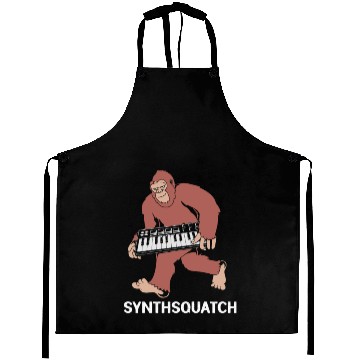 Discover Funny Music Producer Big Foot Synthsquatch Aprons