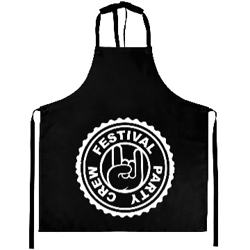 Discover Festival party crew round stamp metal hand gesture Aprons