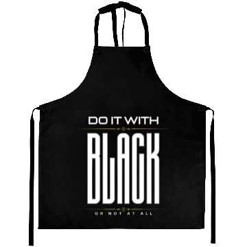 Discover BLACK Letter Print And Gradient Color Crew Neck Aprons