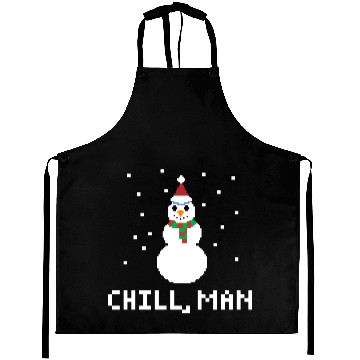 Discover CHILL, MAN FUNNY PIXELATED SNOWMAN CHRISTMAS Aprons