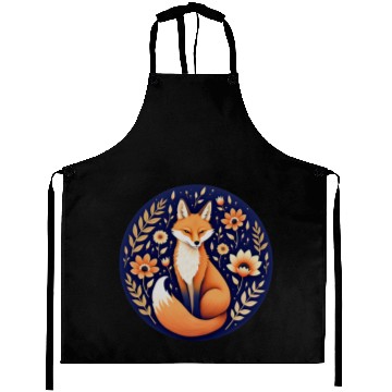 Discover Whimsical Fox with Flowers Art Design Aprons