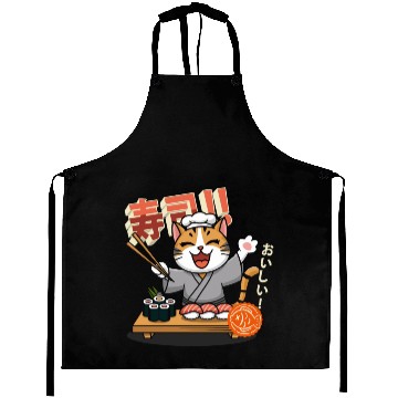 Discover Sushi Chef Cat Adorable Culinary Cat Design Aprons