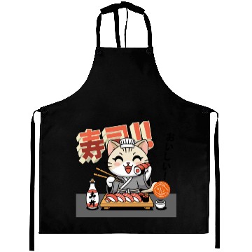 Discover Sushi Chef Cat Adorable Culinary Cat Design Aprons