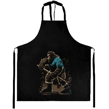 Discover Bigfoot Playing Hockey Lover Funny Design Aprons