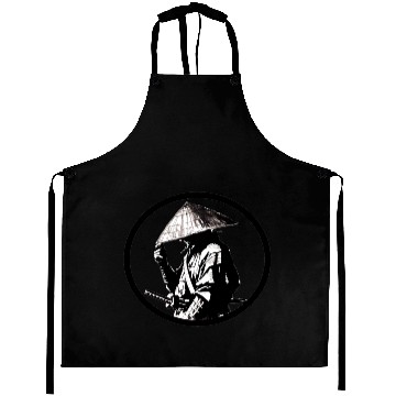 Discover Samurai with Umbrella Ink Illustration Aprons