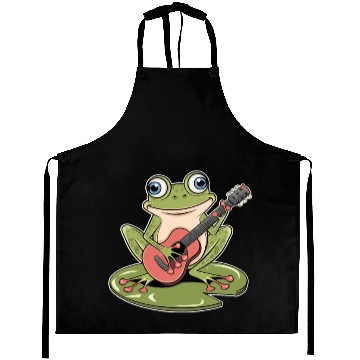 Discover Frog Playing Guitar On Lily Pad Aprons