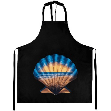 Discover Seashell Beach Scene Serene Ocean Landscape Aprons