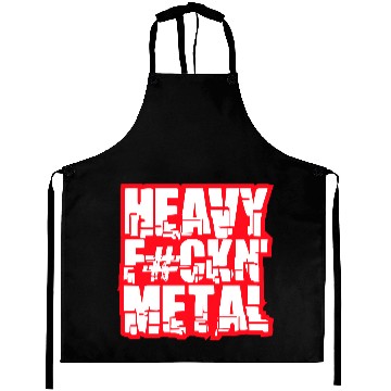 Discover Heavy F#ckin' Metal Hard Rock Fun Music Text Quote Aprons