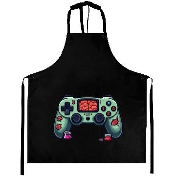Discover Zombie Brain-Themed Green Controller Aprons