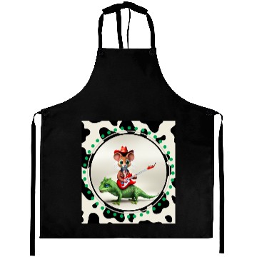 Discover Mouse on Lizard Playing Guitar Aprons