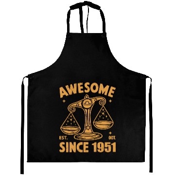 Discover Awesome Since 1951 Libra Zodiac Birthday October Aprons