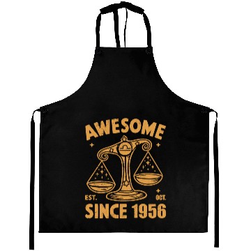 Discover Awesome Since 1956 Libra Zodiac Birthday October Aprons