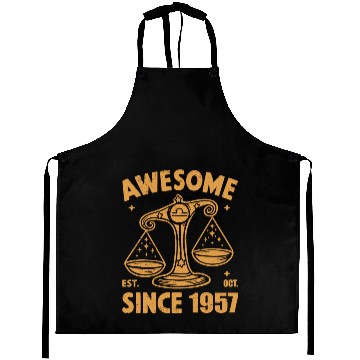 Discover Awesome Since 1957 Libra Zodiac Birthday October Aprons