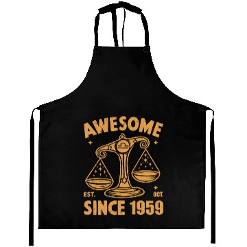 Discover Awesome Since 1959 Libra Zodiac Birthday October Aprons