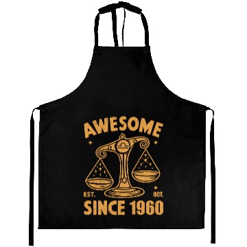 Discover Awesome Since 1960 Libra Zodiac Birthday October Aprons