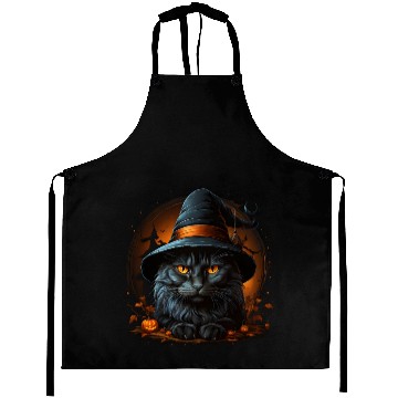 Discover Black Cat with Witch Hat Aprons