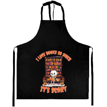 Discover Halloween skeleton book lover reading adults Aprons