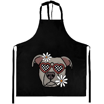 Discover Pitbull Grey Retro Dog Aprons