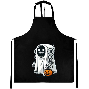 Discover funny halloween robot Aprons