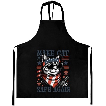 Discover Make Cats Safe Again Funny Cat Lover USA Flag Aprons