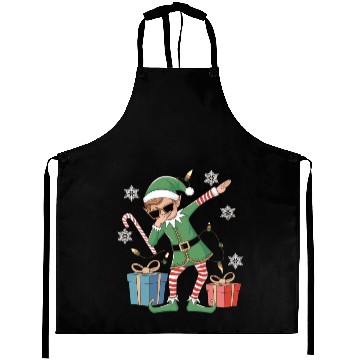 Discover Dabbing Elf with Candy Cane and Gifts Aprons