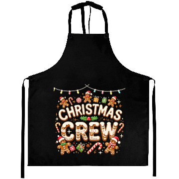 Discover Gingerbread Christmas Crew with Candy and Gifts Aprons