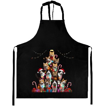 Discover Christmas Cats Tree with Lights and Gifts Aprons